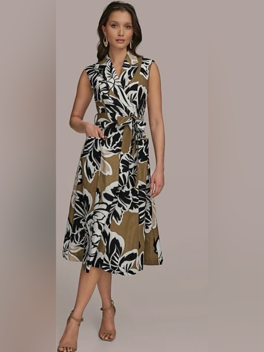 New Donna Karan wrap dress size 6/ linen
